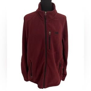 New Balance Full Zip Fleece Knit Jacket Mens Large Burgundy
